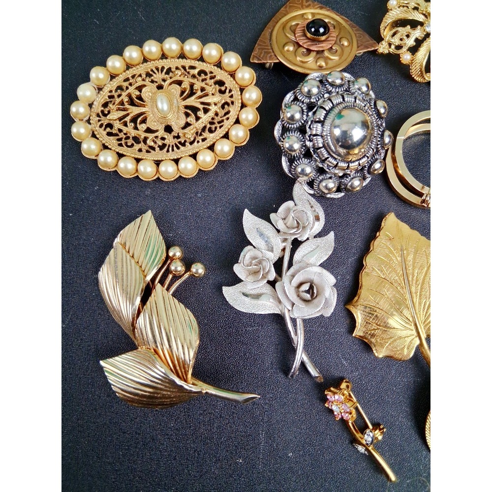 Lot Of 17 Vintage & Modern Brooches Filigree Enamel Bird Silver Gold Tone Floral - Picture 2 of 16